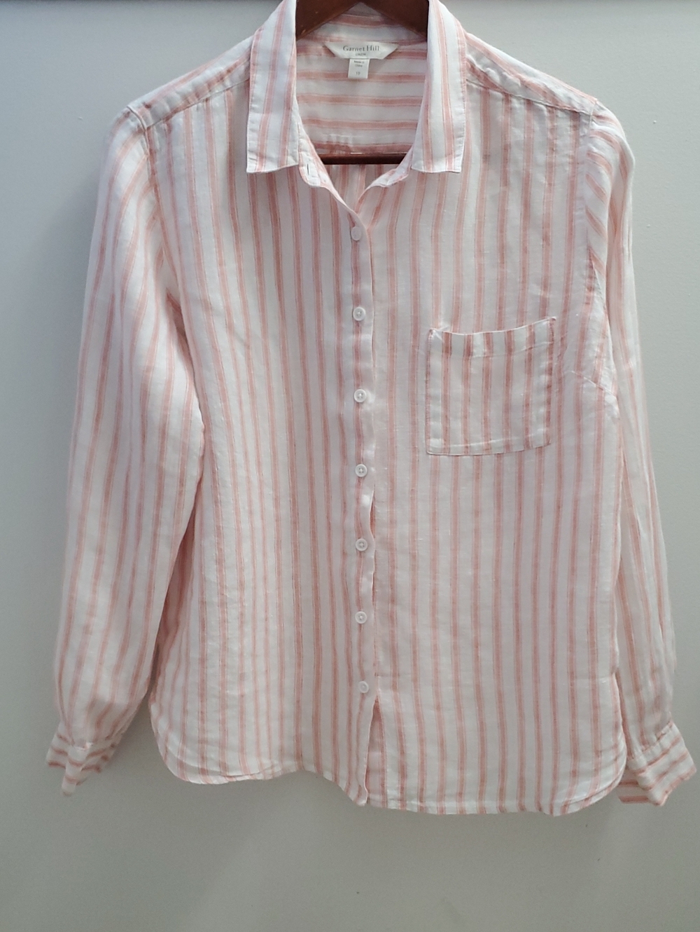 Garnet Hill Easy Linen Button Down Shirt Striped Size 10